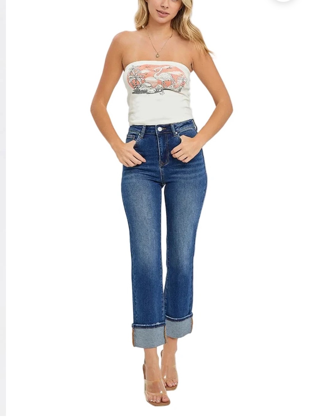 Risen Jeans Tummy Control High Rise Ankle Cuffed Jeans sz 9/29